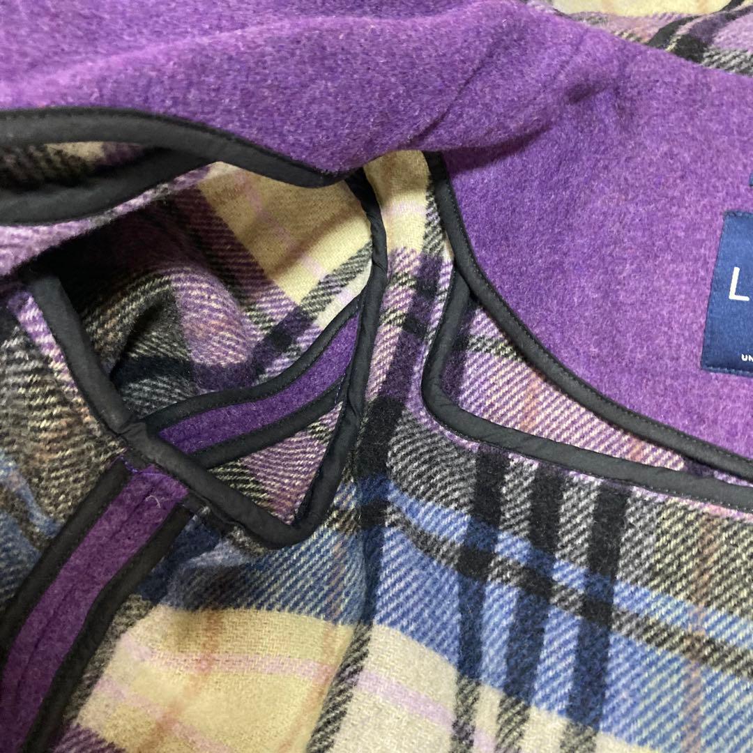 美品 ロンドントラディション ダッフルコート チェック柄 ロング パープル