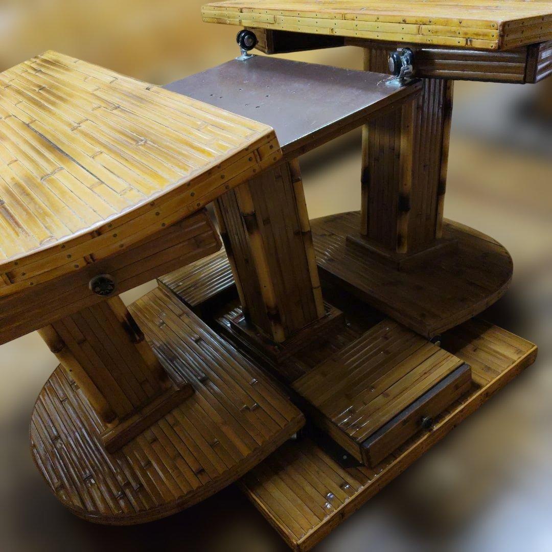 梅里竹芸　竹製キャスター付き　テーブル