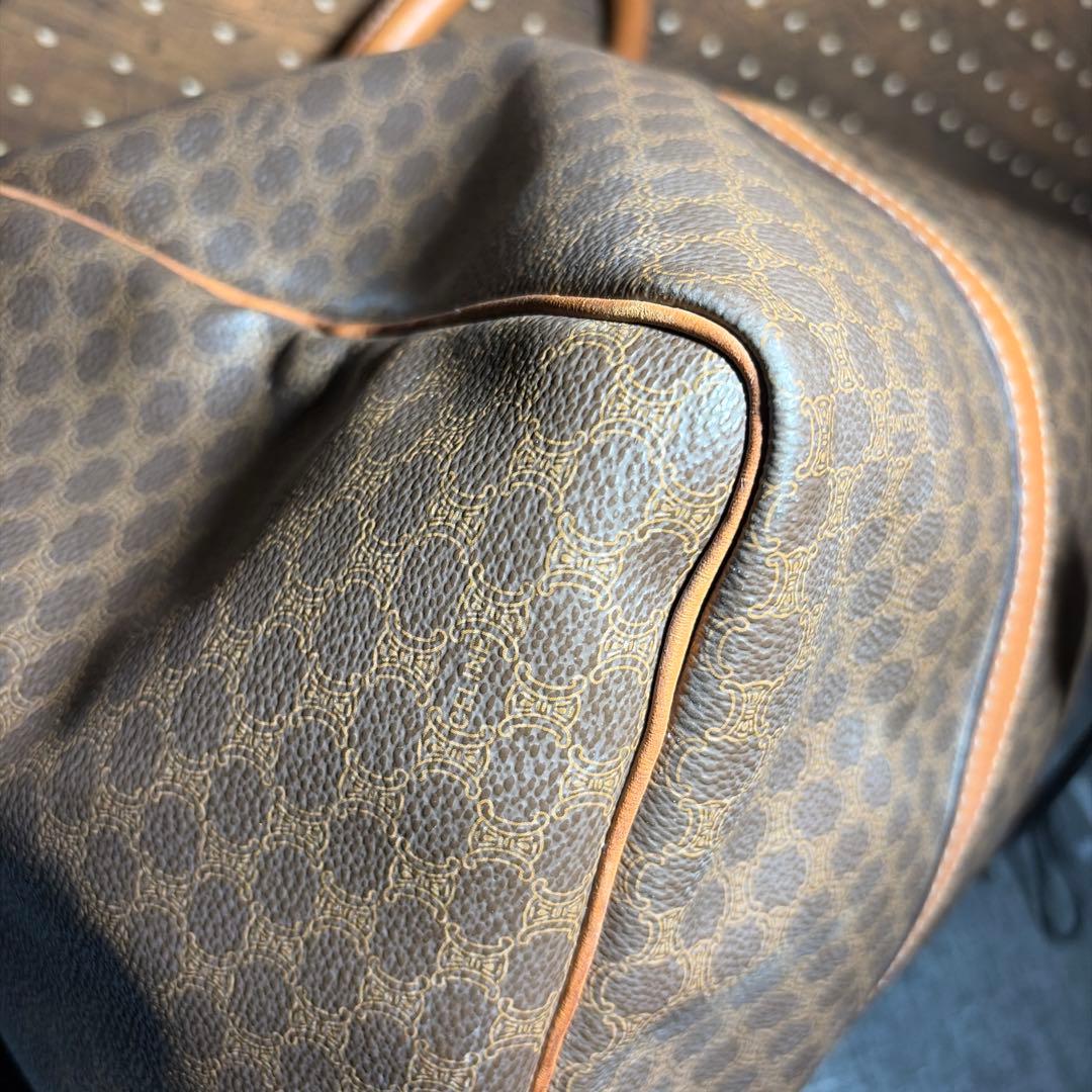 セリーヌ　ボストンバッグ　ショルダー付き　マカダム　レザー