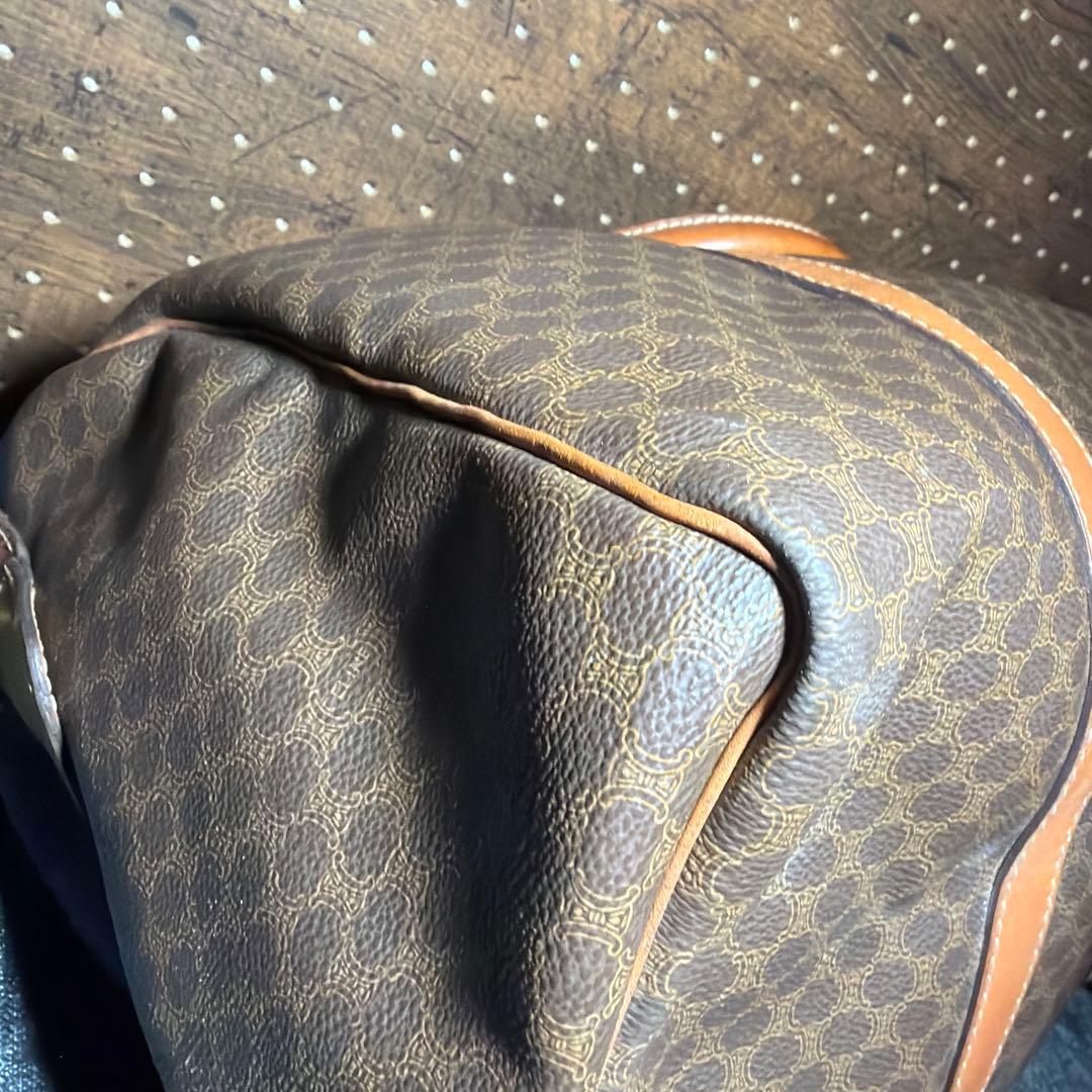 セリーヌ　ボストンバッグ　ショルダー付き　マカダム　レザー