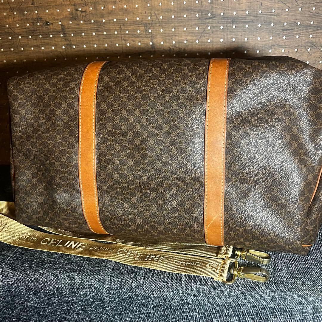 セリーヌ　ボストンバッグ　ショルダー付き　マカダム　レザー