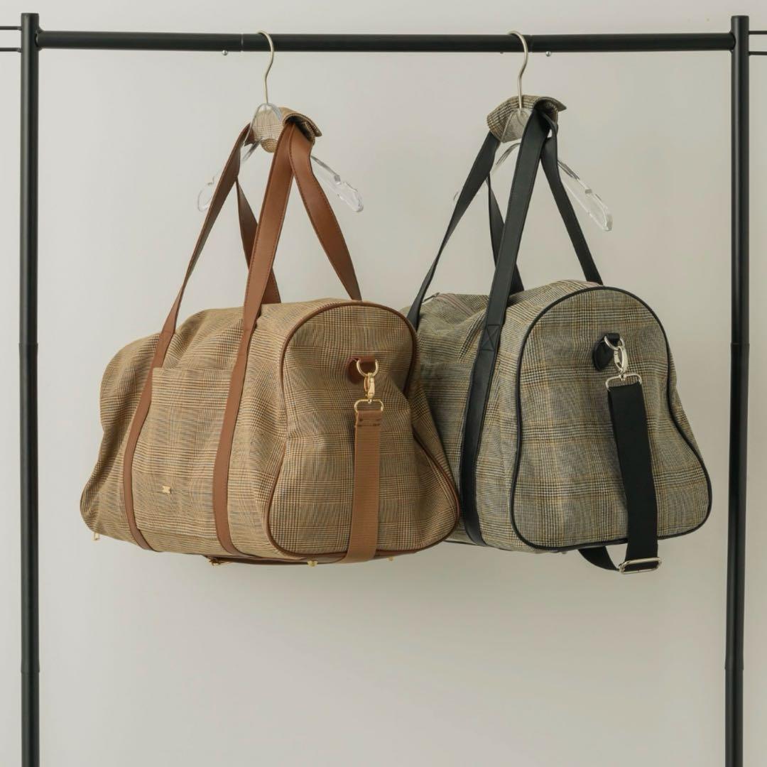 ヌナ レザー切り替えショルダー/ボストンバッグ