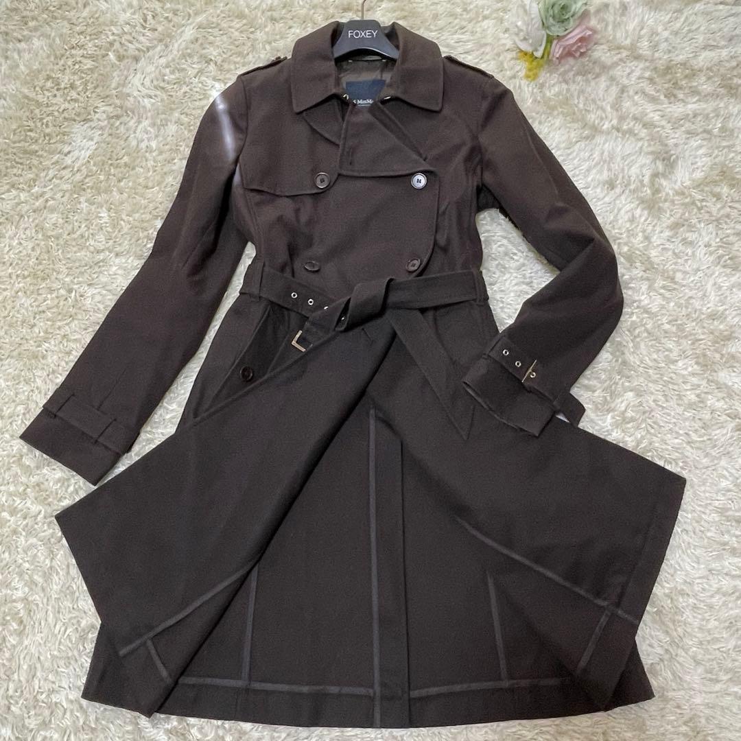美品✨ マックスマーラ トレンチコート ダブル ダークブラウン コットン
