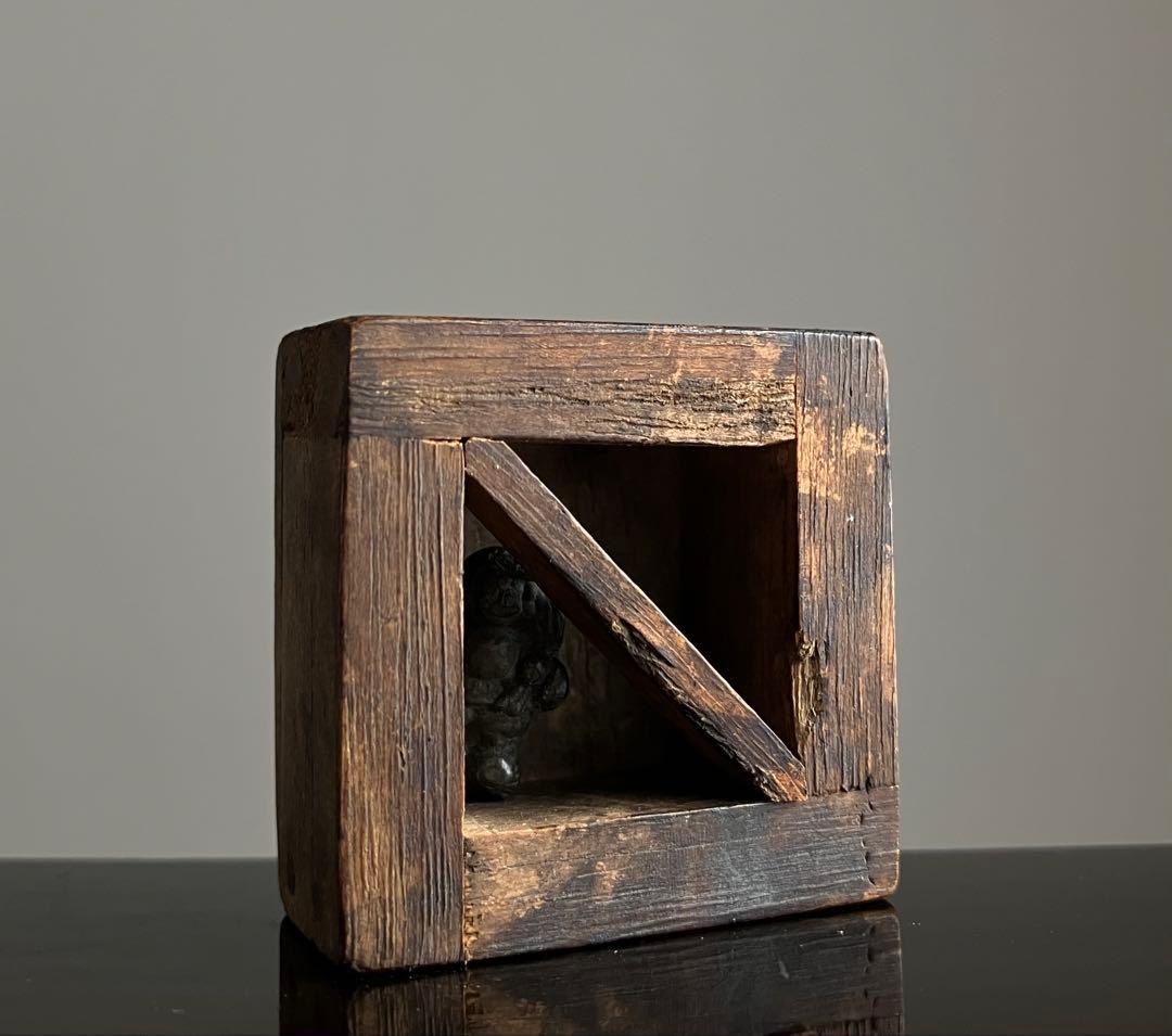 【極小豆仏 升入り大黒天 約1.3㎝ 江戸後期〜明治初期頃】仏像骨董お守り古物