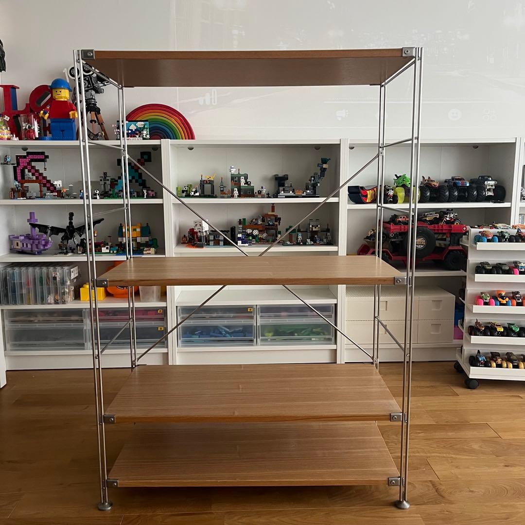 無印良品　ステンレスユニットシェルフ　オーク材棚セット　ワイド　中