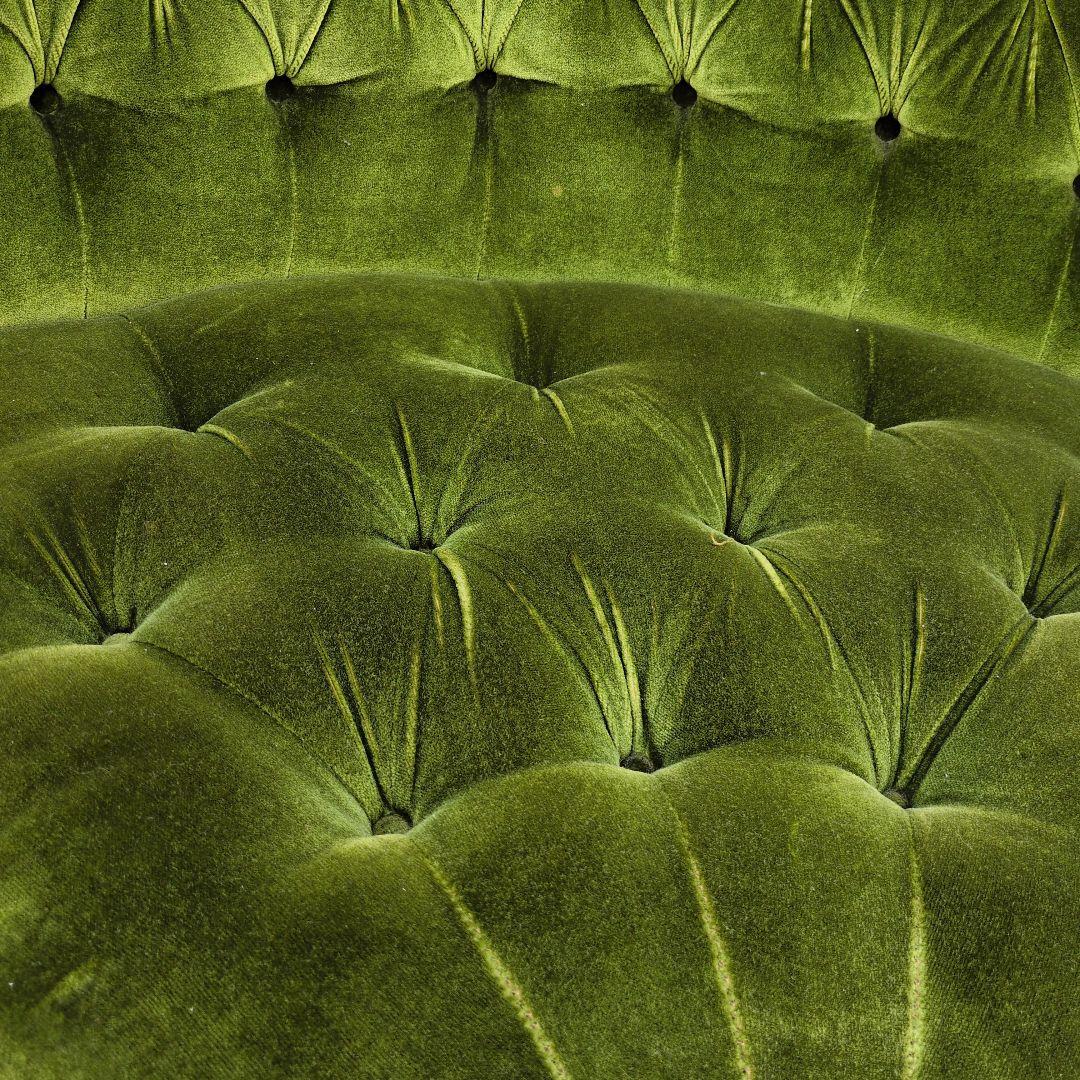 昭和レトロ オールド カリモク グリーン モケット コーナーソファ①ベルベット