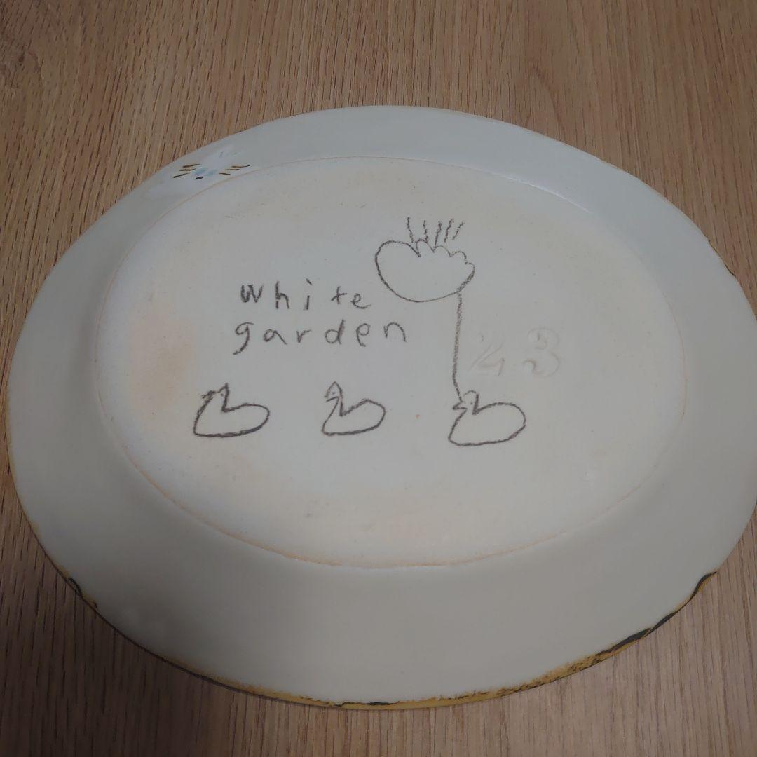 石木文さん　オーバル皿　ホワイトガーデン