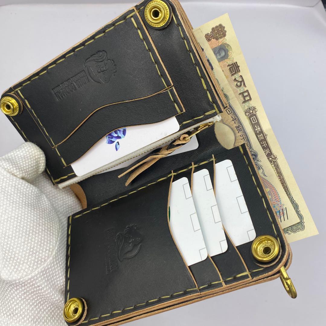 極厚 無骨 お札折らずに収納できる無骨な手染めミドルトラッカーウォレット BTW