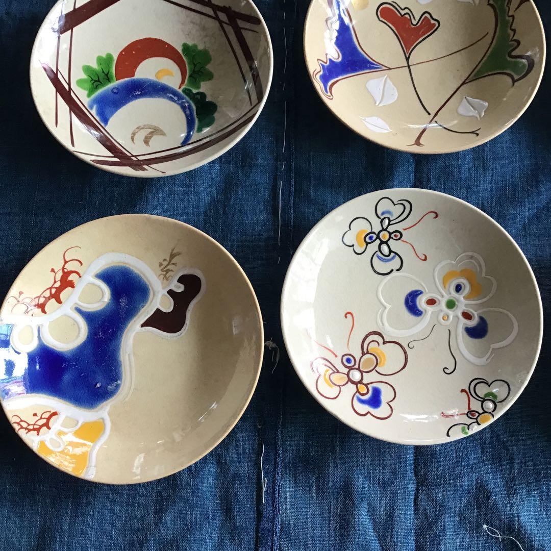 骨董　京焼　絵皿　陶器 12枚セット　いろいろな図柄