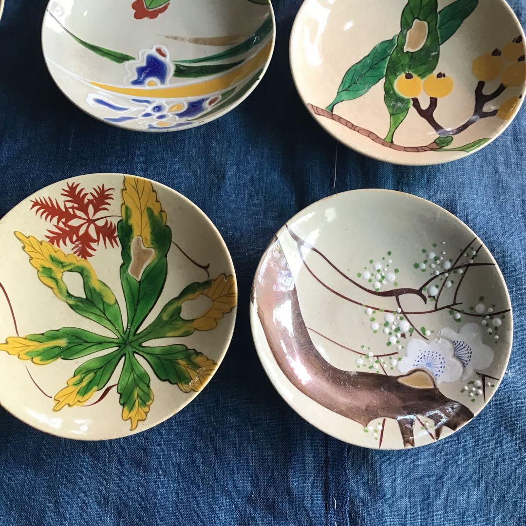 骨董　京焼　絵皿　陶器 12枚セット　いろいろな図柄