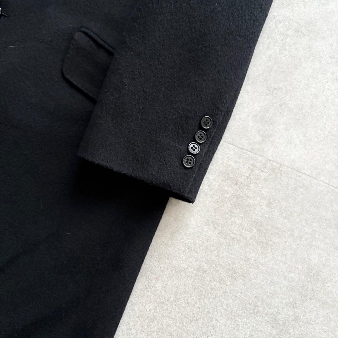 クリスチャンディオール　チェスターコート　ロング　黒　L　ラムウール