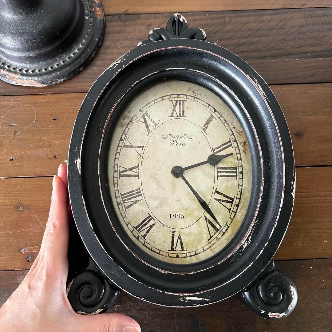 アンティーク風3点セット コンポート ケーキスタンド　置時計 キャンドルスタンド