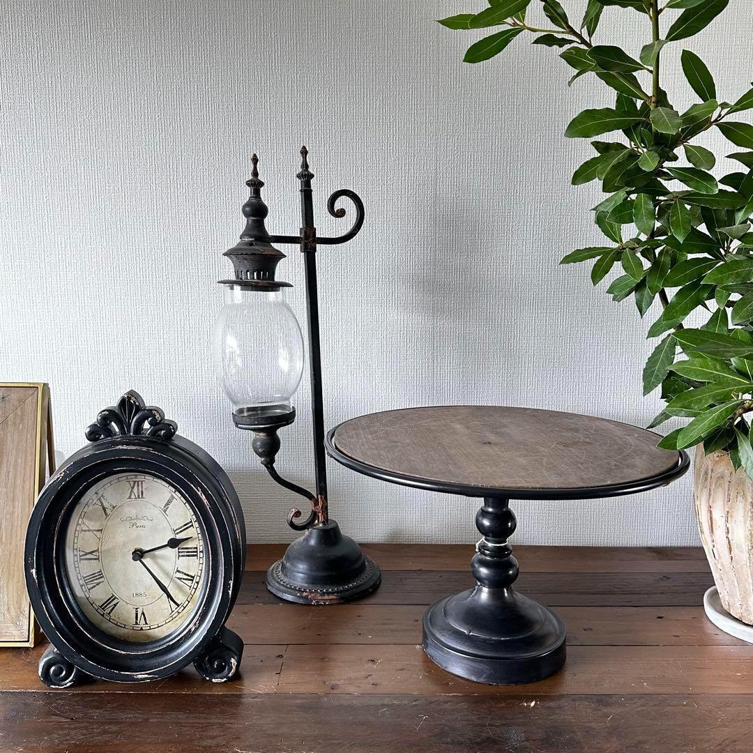 アンティーク風3点セット コンポート ケーキスタンド　置時計 キャンドルスタンド