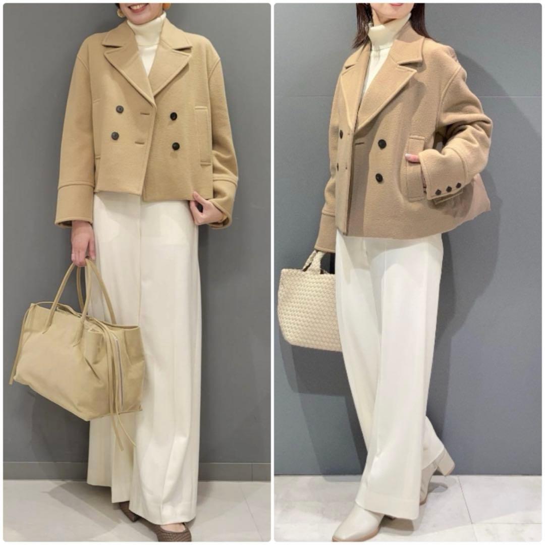 theory luxe 24AW 異素材切り替え　カシミヤ混ショートダウンコート