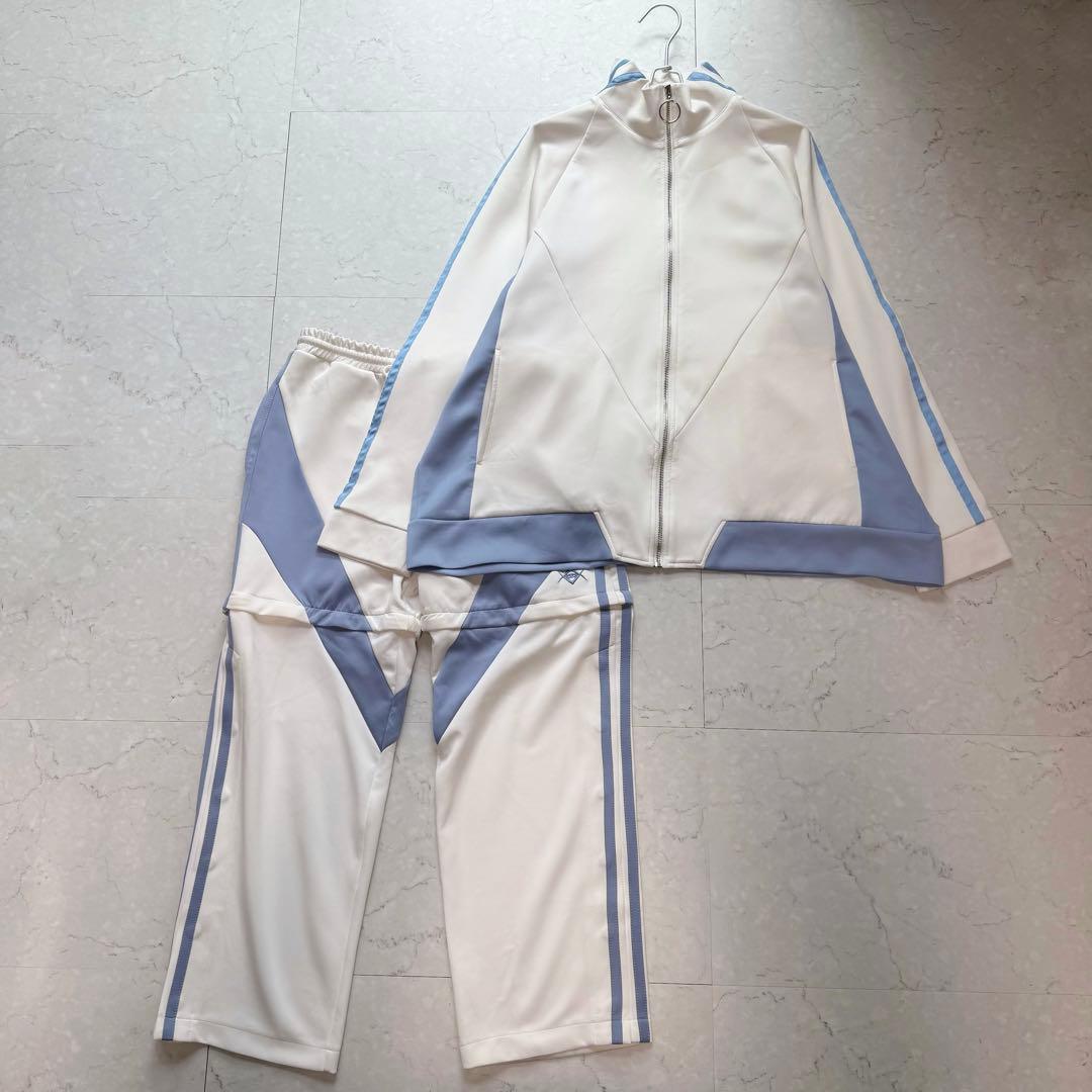 REFLEM セットアップ BIG切替ジャージ パンツ F ホワイト 水色