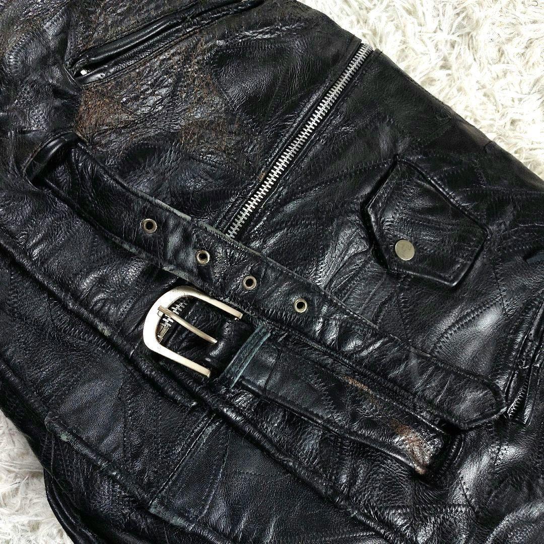 XL 短丈 ツギハギ y2k 90~00s アメジャン ダブルレザー ライダース