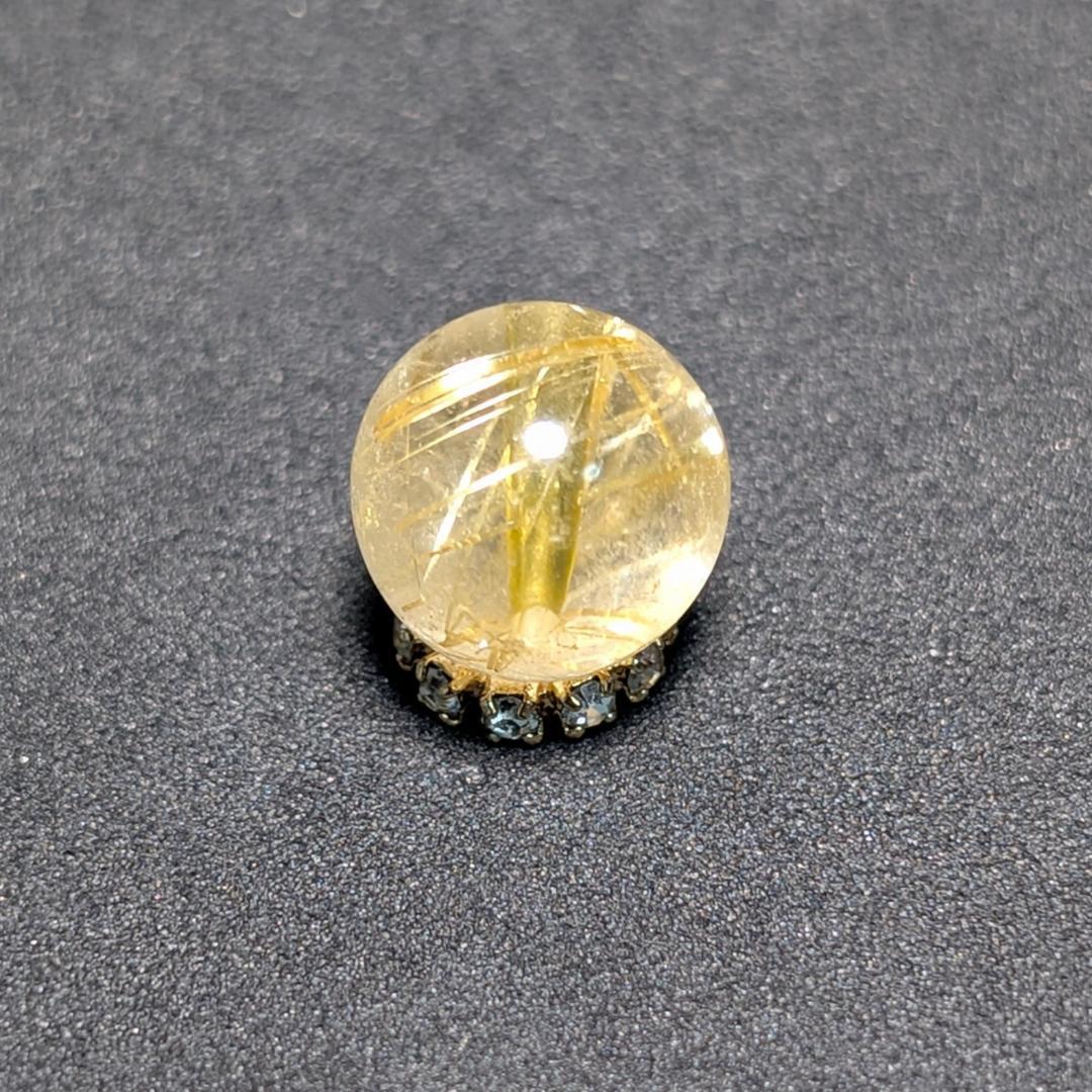 一点物【金色の針がカッコいい】タイチンルチル 10ミリ 粒売り 貫通穴あり