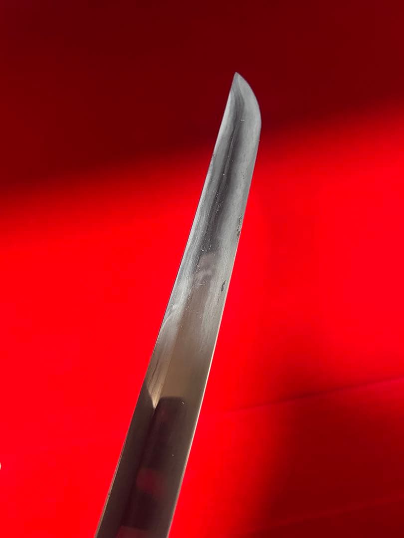 No.01346 包丁　先丸筋引　マグロ包丁　両刃　玉鋼　刃文綺麗　墨流　未使用