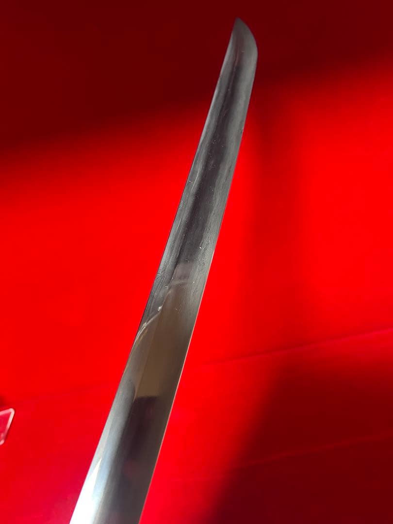 No.01346 包丁　先丸筋引　マグロ包丁　両刃　玉鋼　刃文綺麗　墨流　未使用