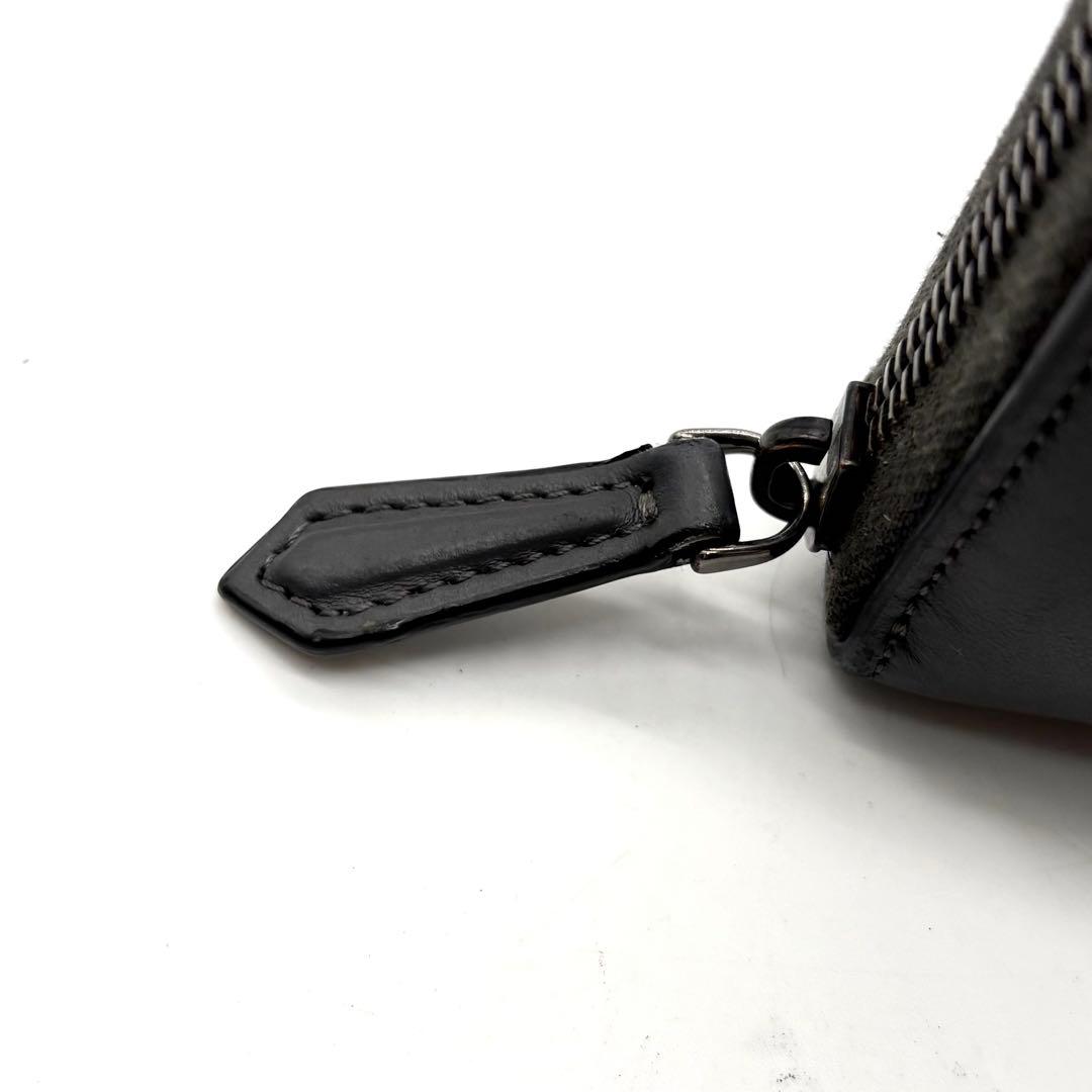 【美品】フェンディ 長財布 ラウンドジップ バグズアイ モンスター グレー