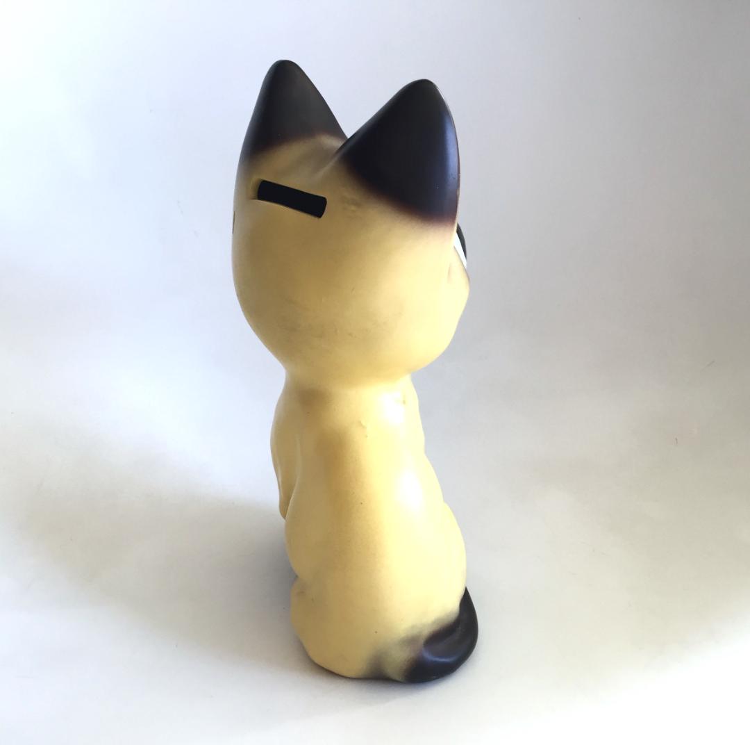 ビンテージ Norleans製 Big eye Cat置物 陶器 シャム猫 ねこ