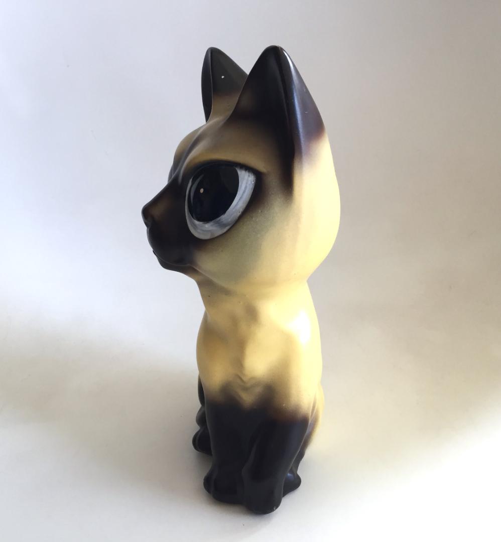 ビンテージ Norleans製 Big eye Cat置物 陶器 シャム猫 ねこ