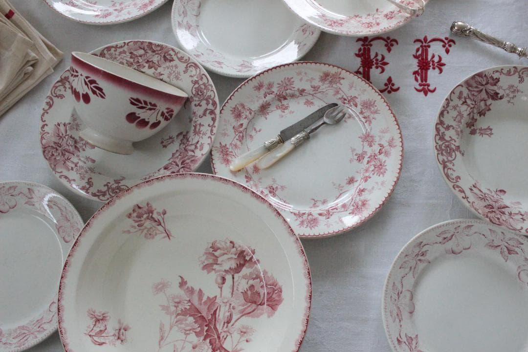 【B】バドンヴィレーさくらんぼのデザートプレートフランスアンティーク