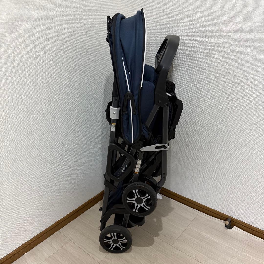 【極美品】カトージ　2人でゴー 縦型 スリム 2人乗り 人気ベビーカー ネイビー