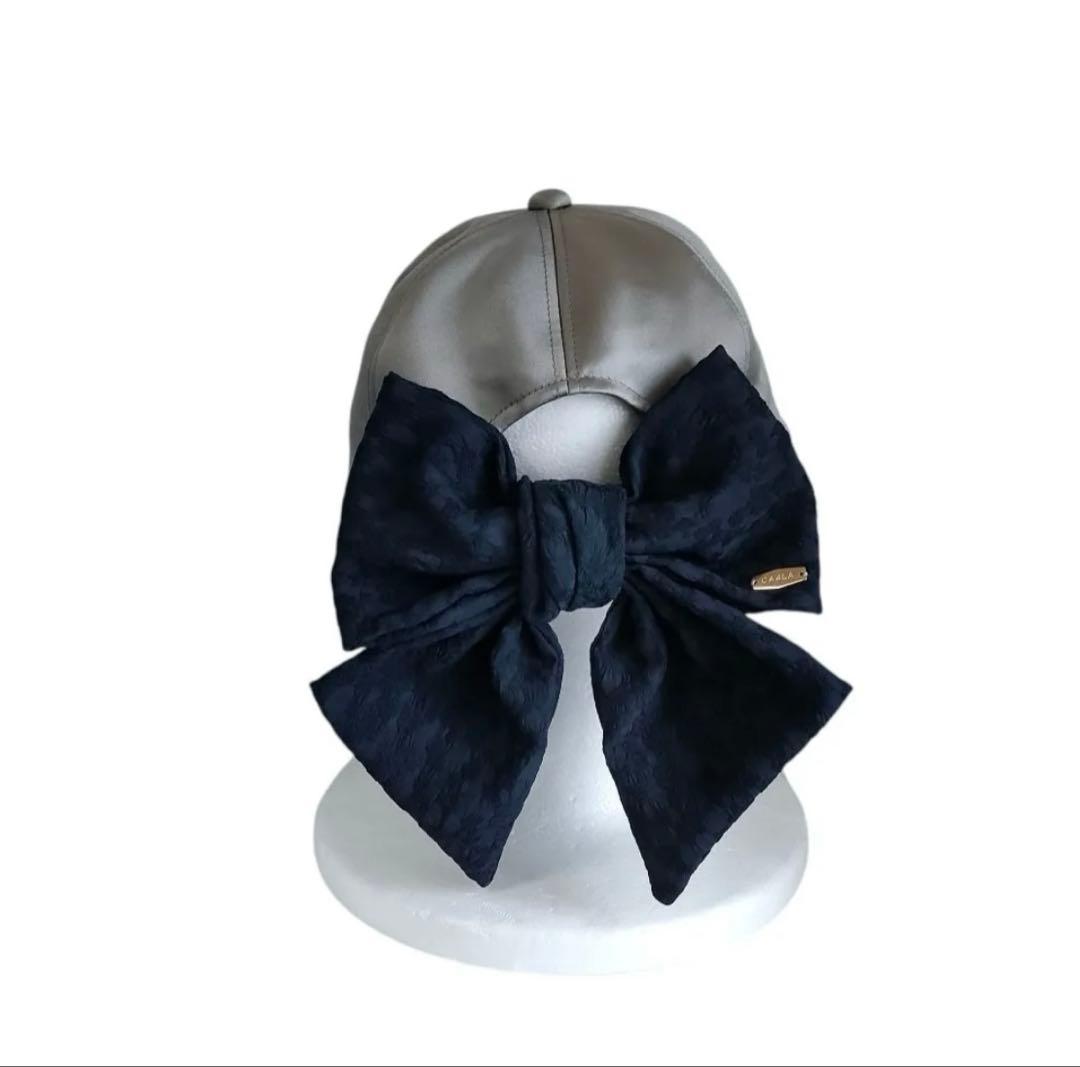 CA4LA カシラ HILDA 3 サテン レースバックリボンキャップ　グレー