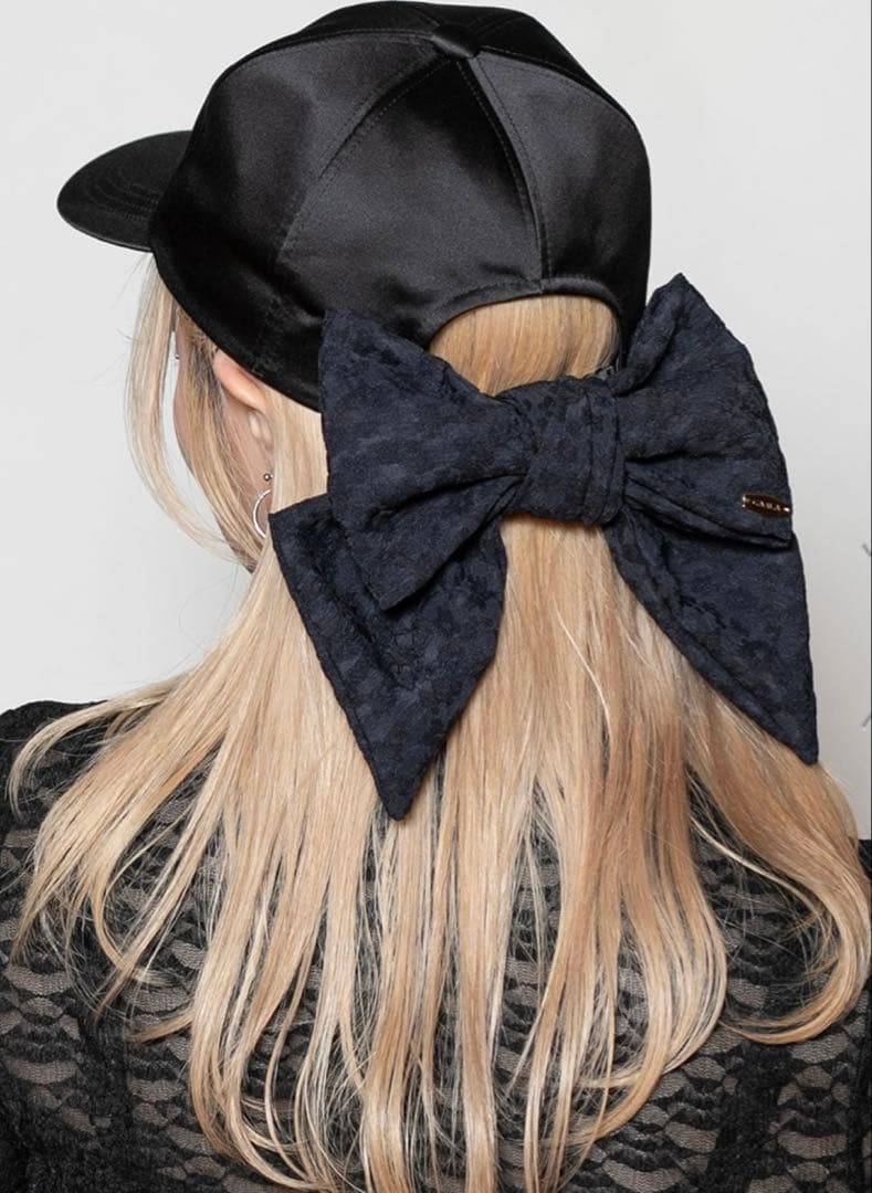 CA4LA カシラ HILDA 3 サテン レースバックリボンキャップ　グレー