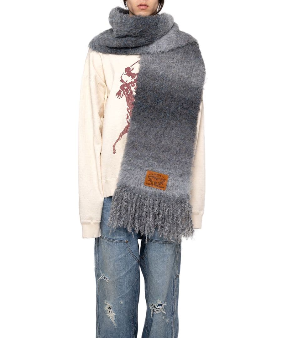 KAMIYA Dyeing Mufflar BLACK グラデーションマフラー