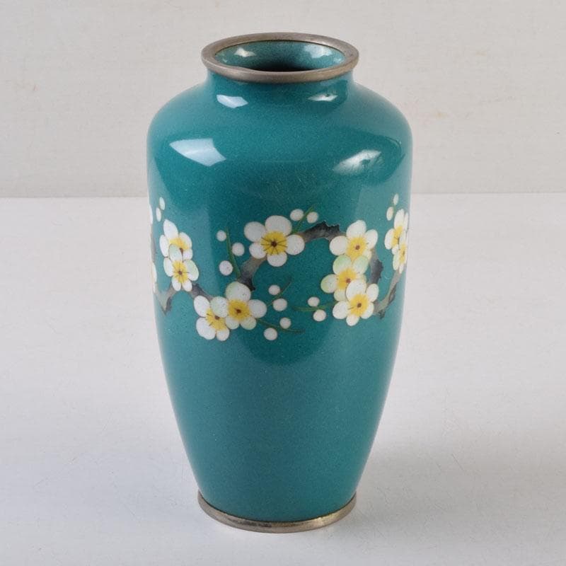 七宝焼　花文　花瓶　V　9050