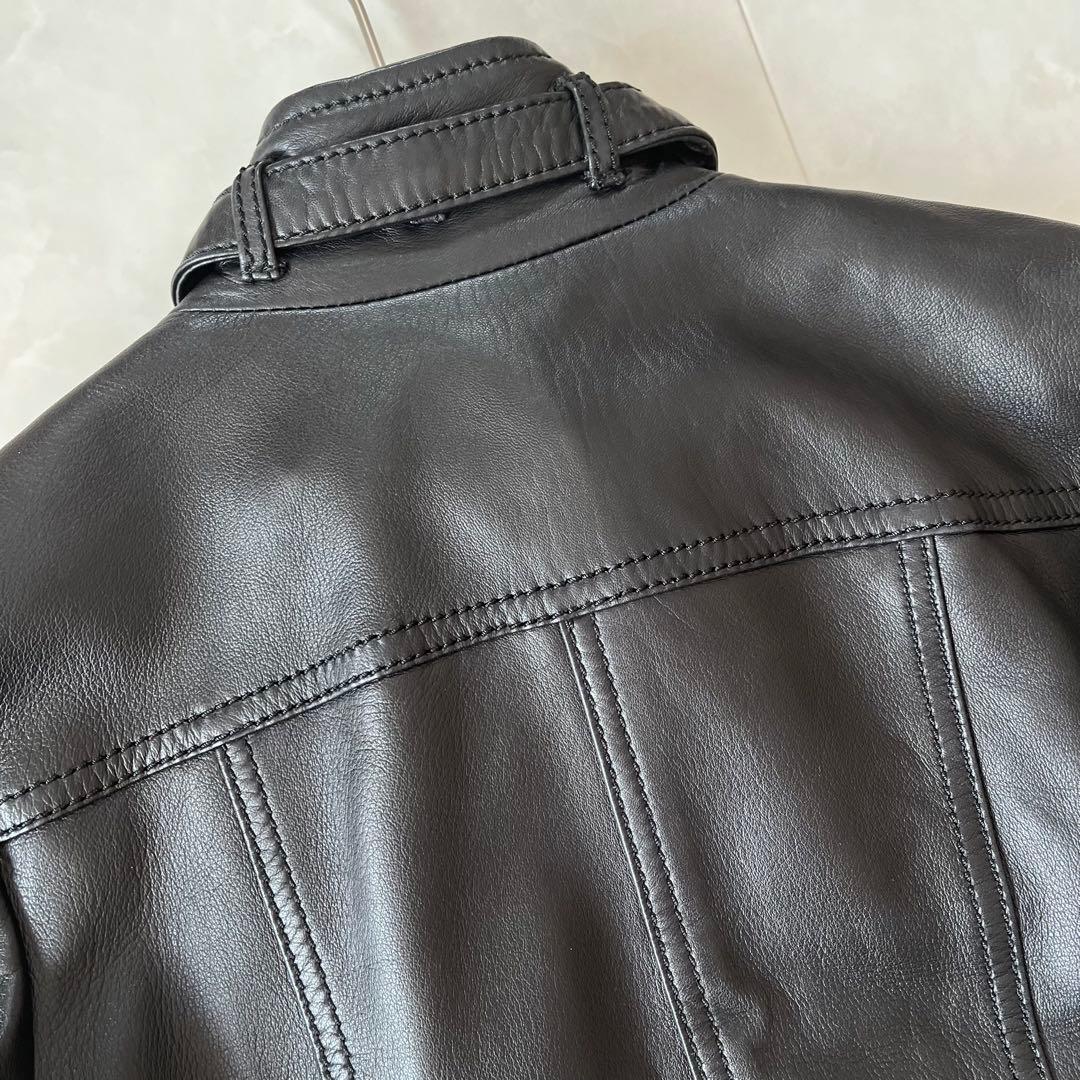 美品✨BOSCHボッシュ　レザージャケット　ブルゾン　羊革　ブラック