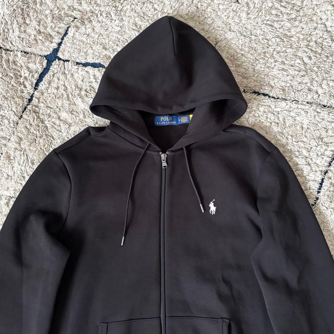 【美品✨】ポロラルフローレン　パーカー　フード　ジップ　ポニー刺繍　黒　ブラック