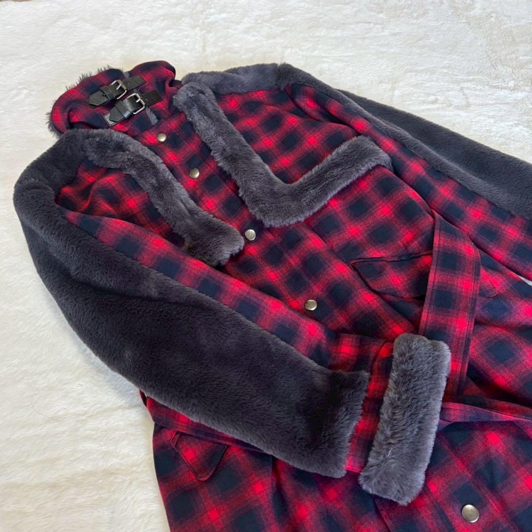 【タグ付き】Mia Asterism ファー付きチェックコート