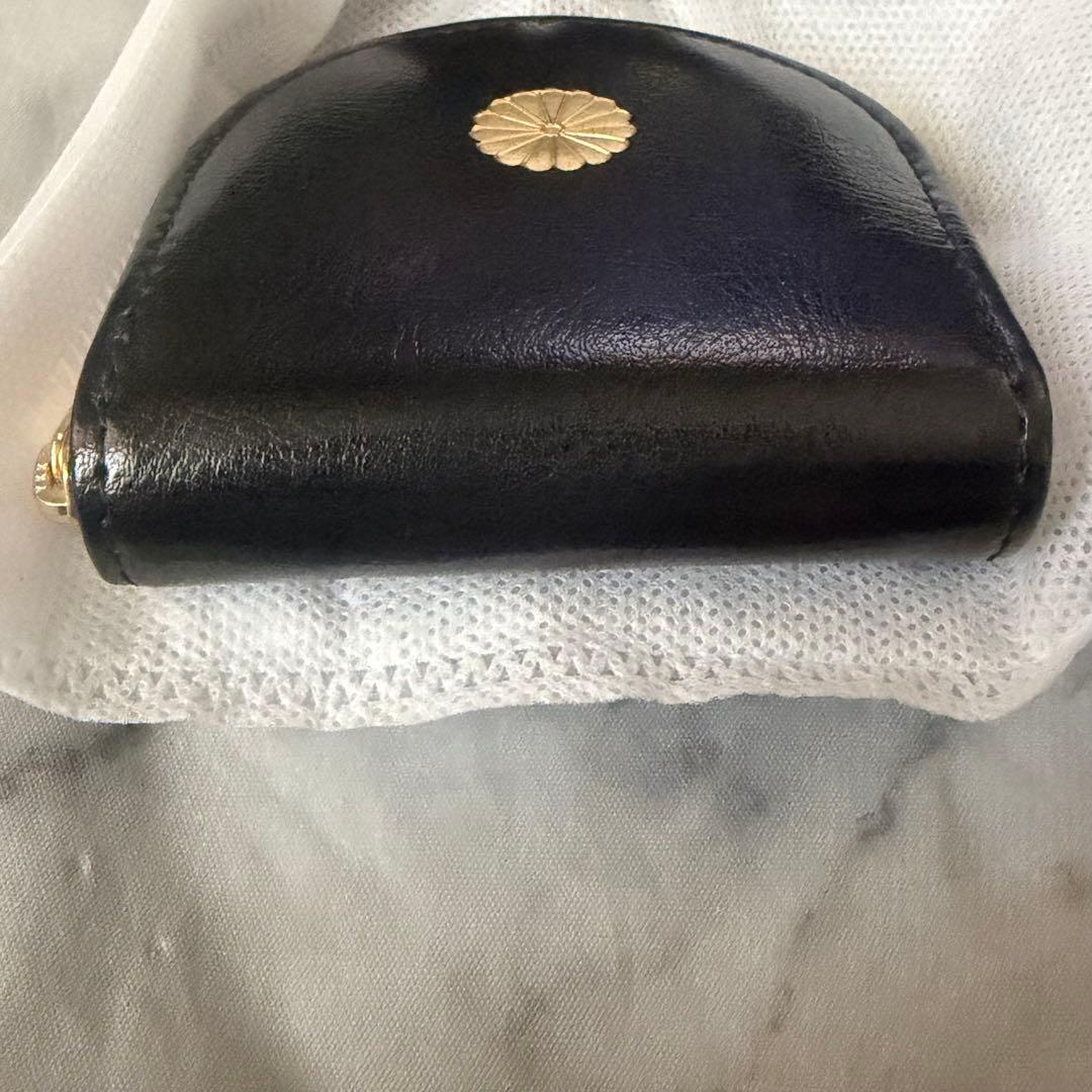 レア☆箱・保存袋付き☆皇居財布 ケース 黒 ブラック 小銭入れ 革財布