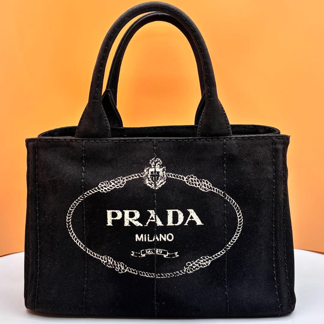 【美品✨】PRADA カナパ ミニ トートバッグ ハンドバッグ キャンバス 黒