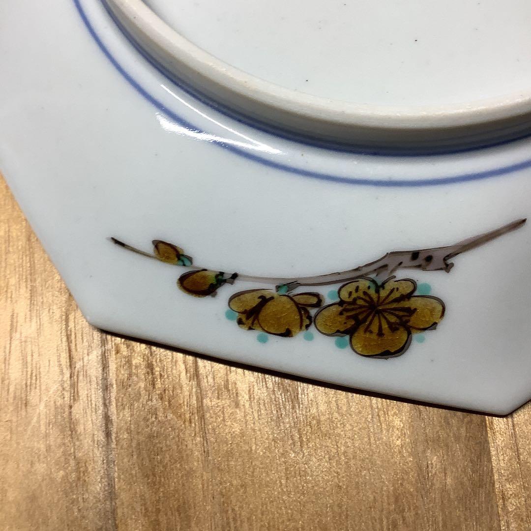 初代　三ツ井為吉造　南画風絵変　八角銘々皿　五客