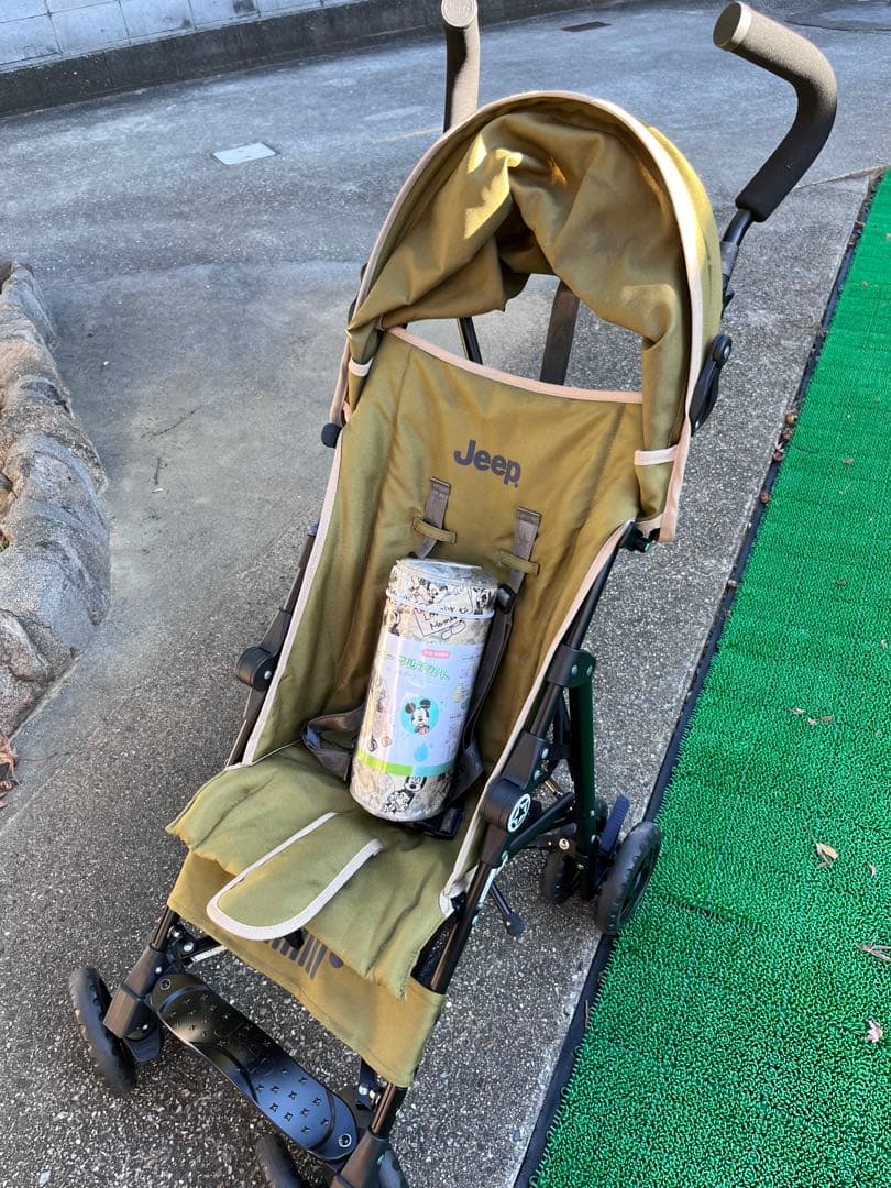 Jeep ベビーカー オリーブグリーン ミッキーマルチカバー付き