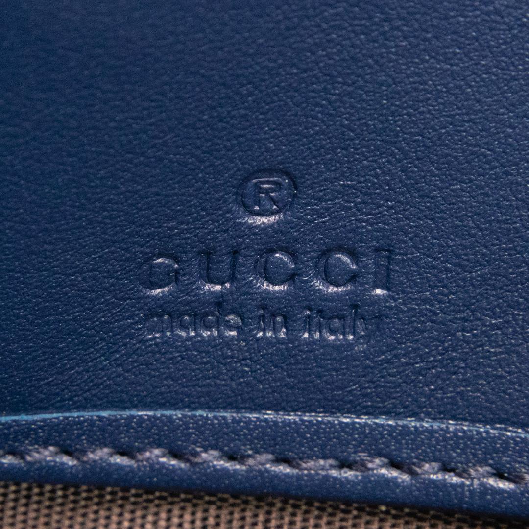 本物 グッチ 長財布 ファスナー メンズ ゴースト GG ネイビーブルー 赤 白