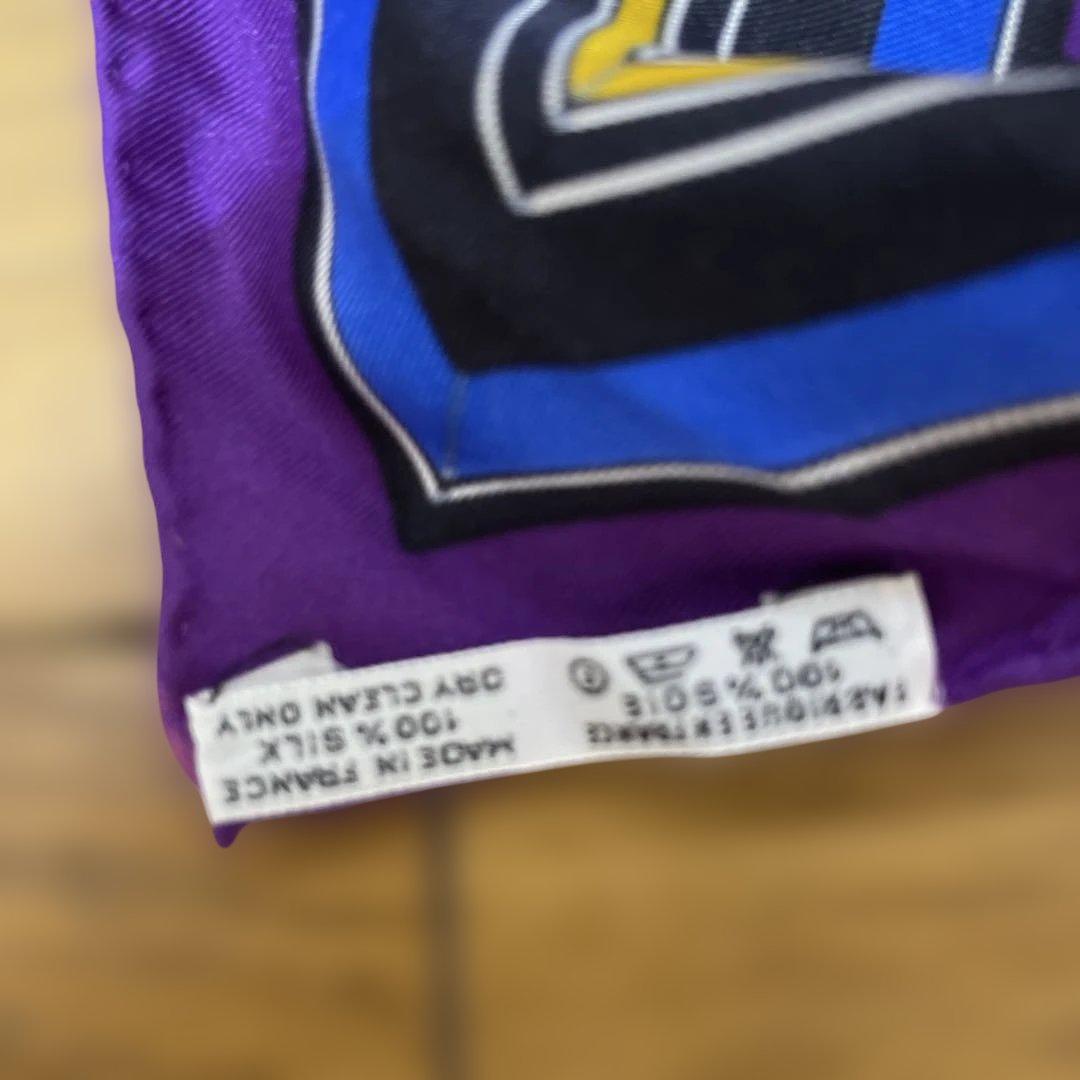 エルメス馬デザイン スカーフ 紫色 90cm 未使用