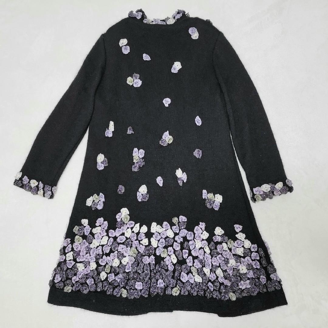 ATELIER SAGAN アトリエサガン ノーカラー コート 黒 刺繍