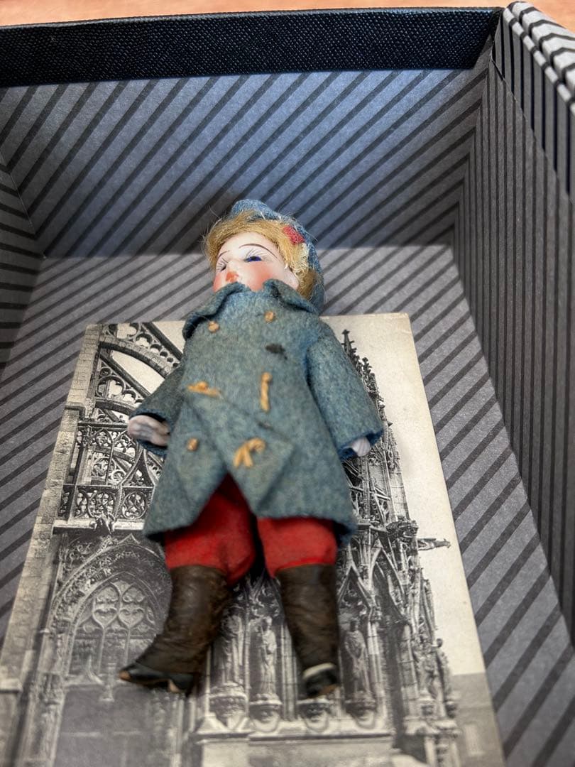 アンティーク ミニョネットドール ビスク11cm フランス兵風 オリジナル衣装