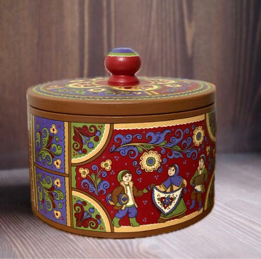 ロシア雑貨☆木製Box(大) 小物入れ オーナメント オリガ作 マトリョーシカ