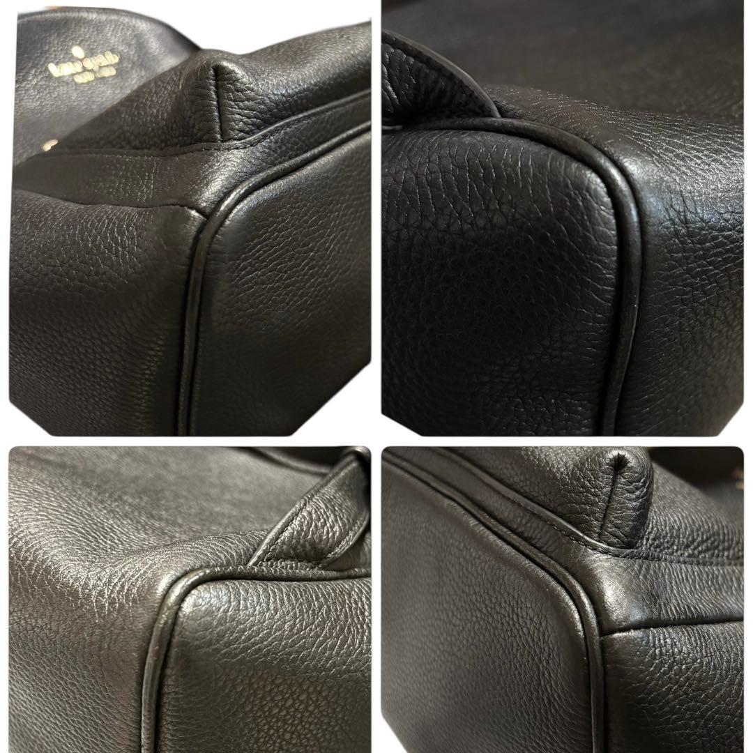 【美品】Kate Spade シボ革　バックパック　リュック　オールレザー　黒