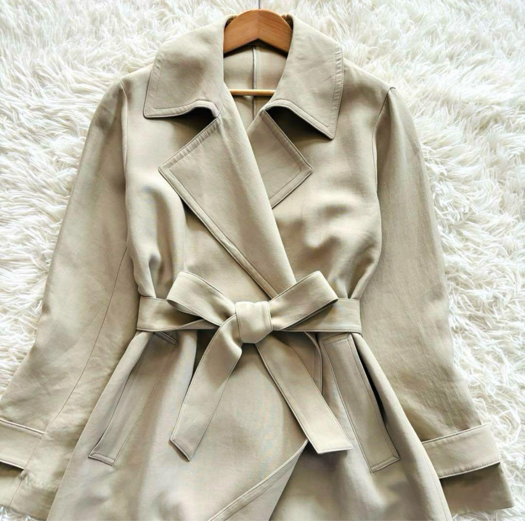 23区　23SS ライトトレンチコート　ロング丈　ボタンレス　ベルト付き　38