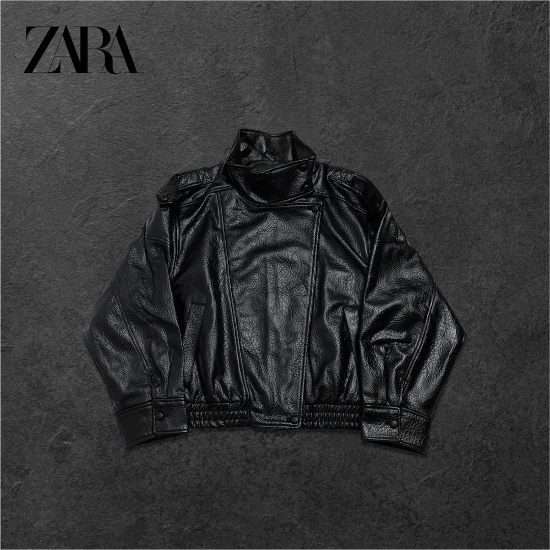ユーズド 古着 ザラ フェイク レザージャケット サンローラン風 ZARA