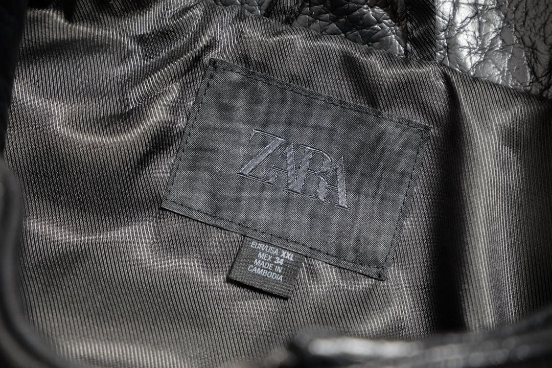 ユーズド 古着 ザラ フェイク レザージャケット サンローラン風 ZARA