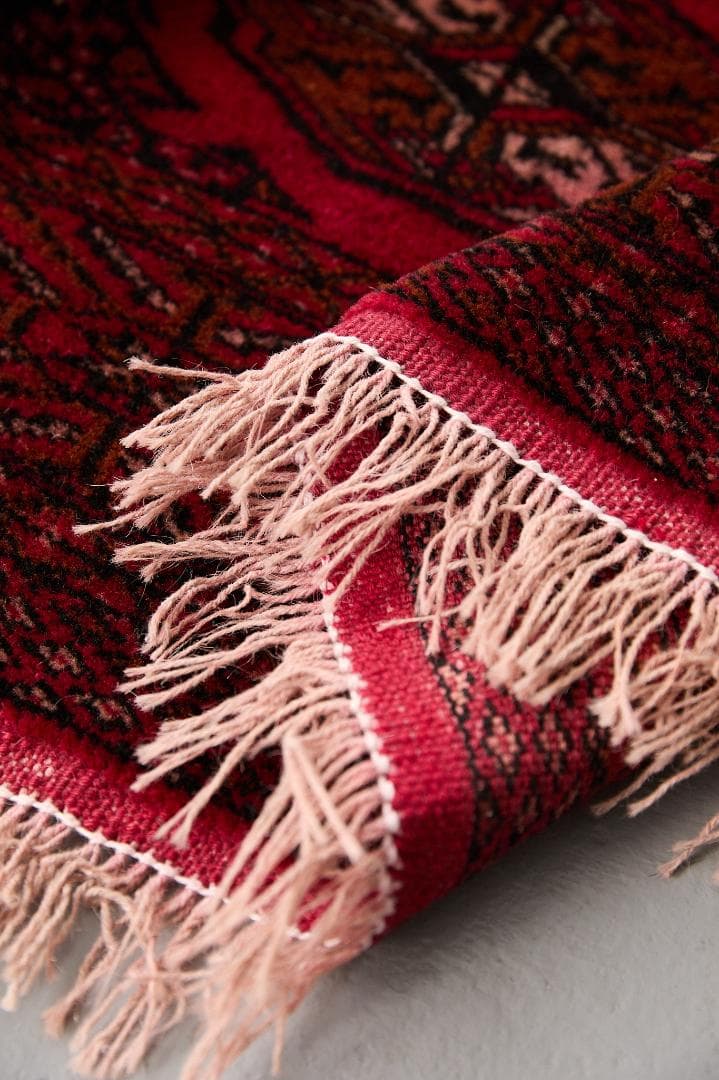 大型ヴィンテージラグ　パキスタン産　トライバルラグ（287×190cm）赤　黒