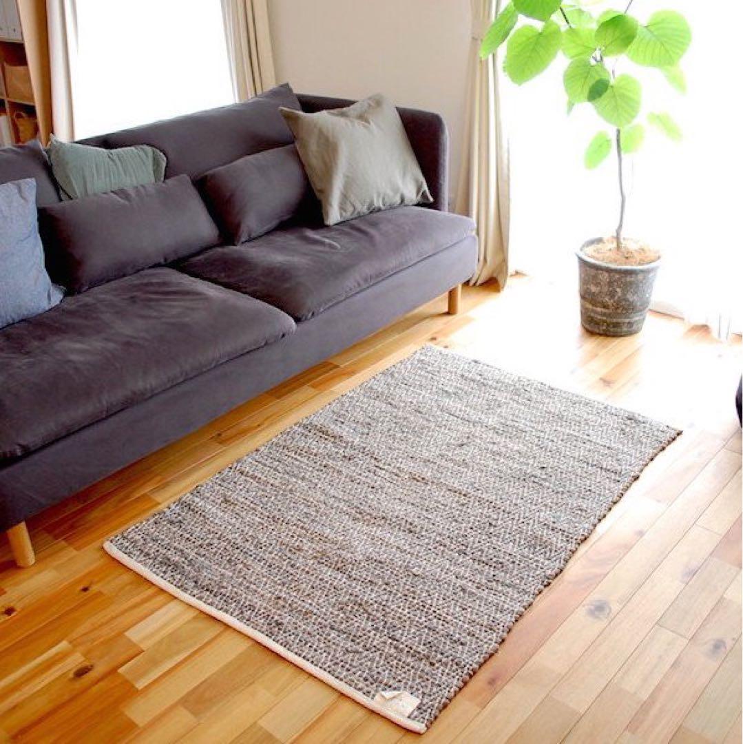 Sisam ジグザグマット M　裂き織り　リビングサイズ　ラグ